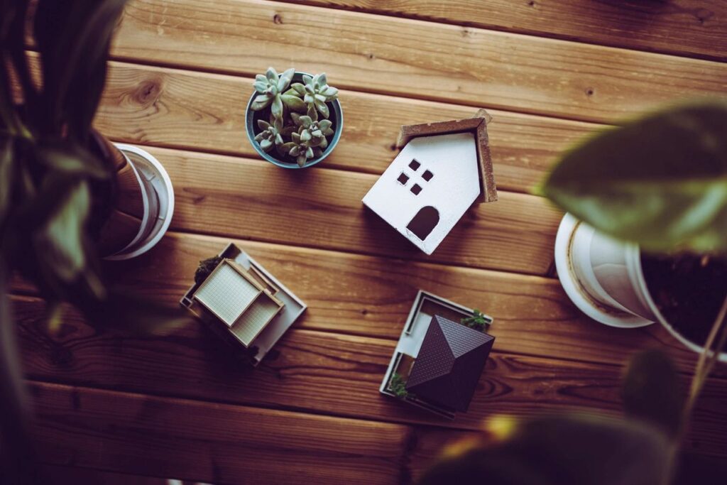 Desk with Houses